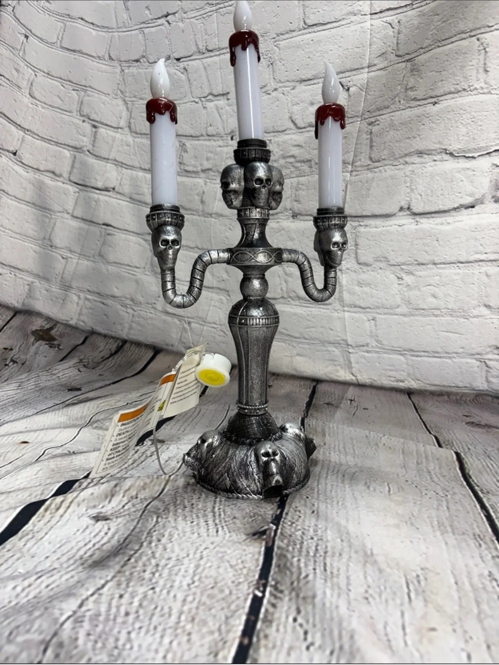 Skull and dripping blood candelabra Three-Arm Candle Holder lights up new